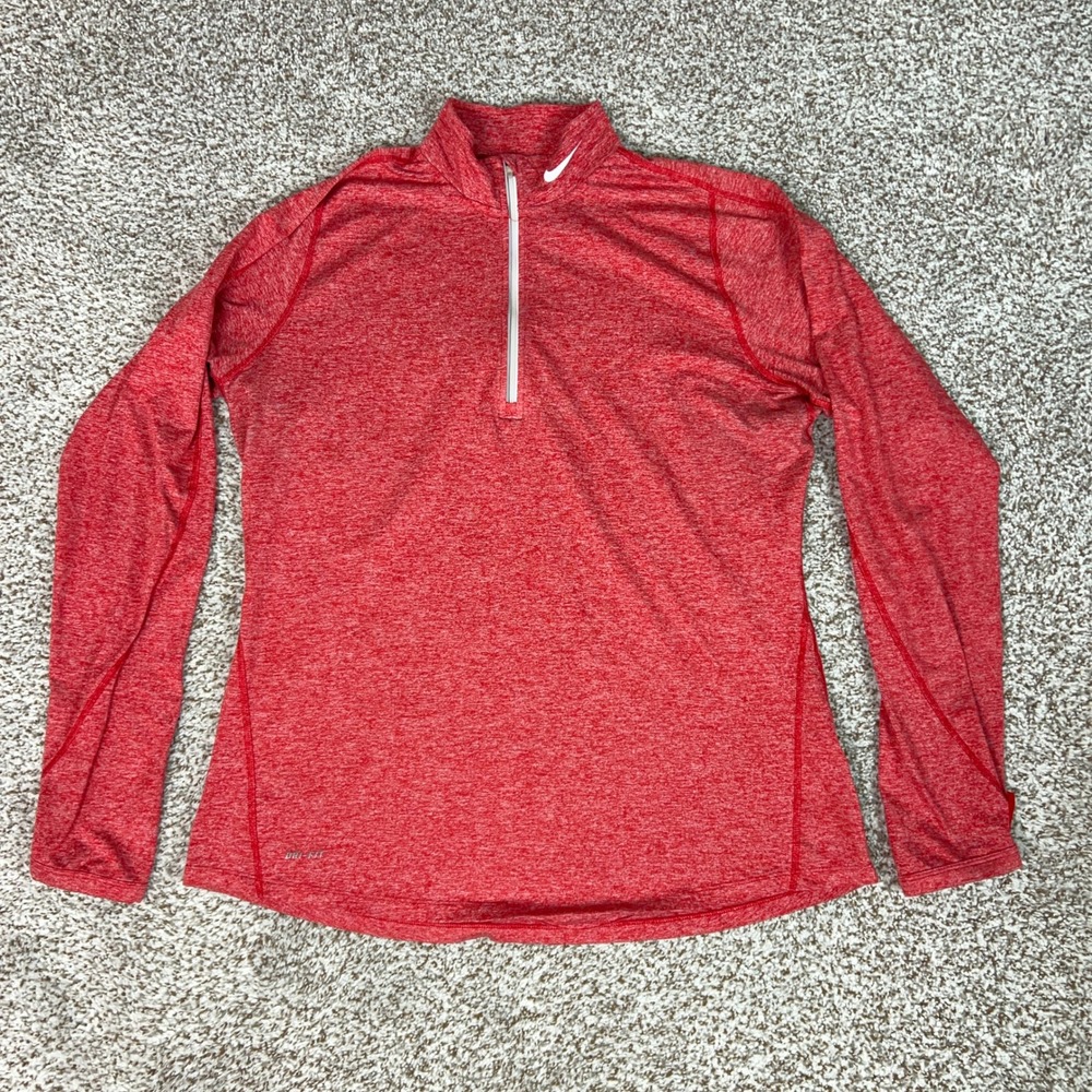 Nike Pullover Womens Extra Large Red Running 1/4 Zip Sweater Running Dri Fit Top